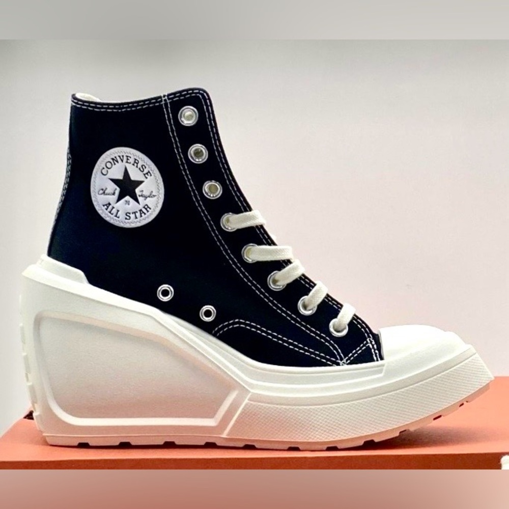 New Converse Chuck 70 De Luxe Wedge Hi A06478C Black Size 7 Women